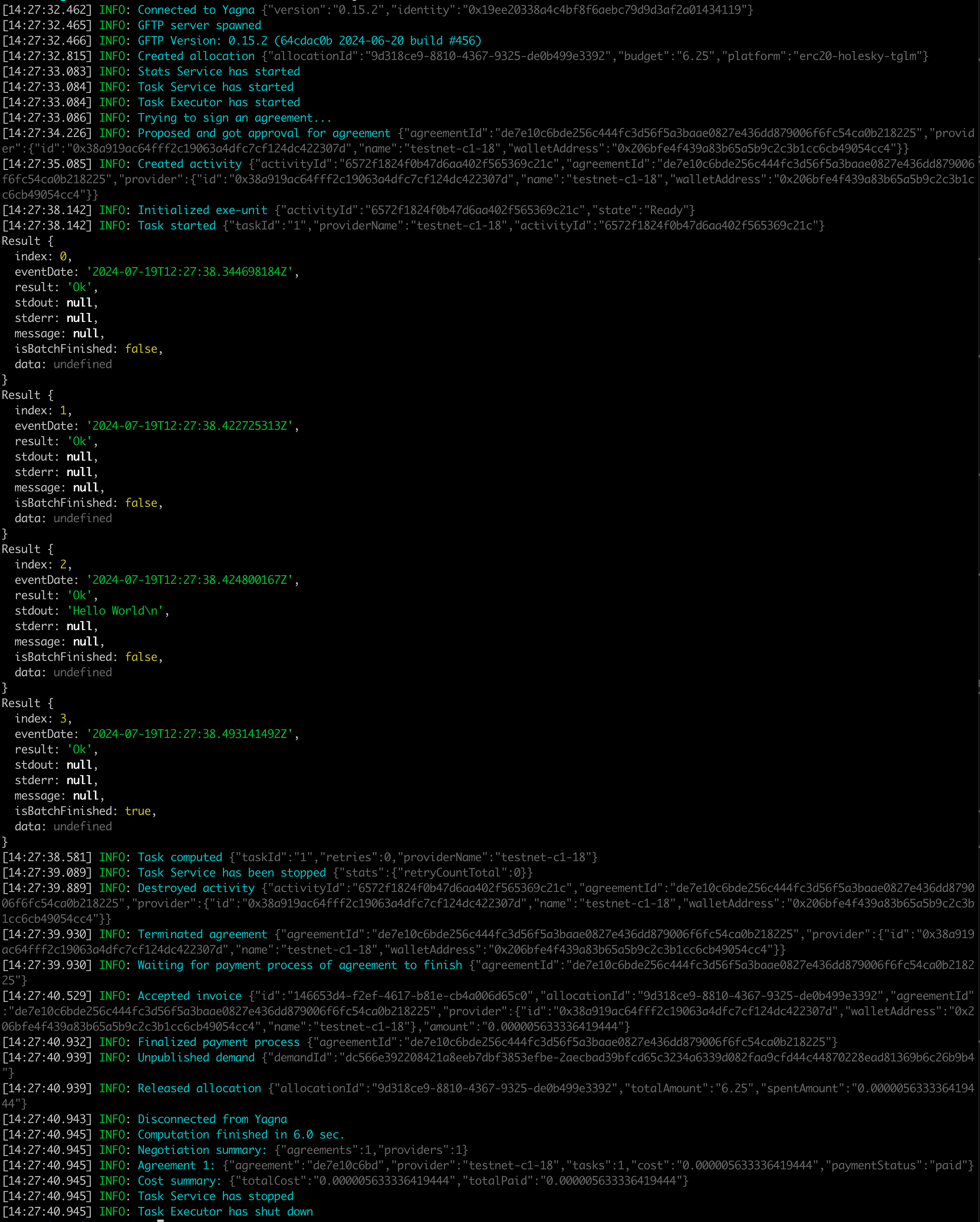 results output logs